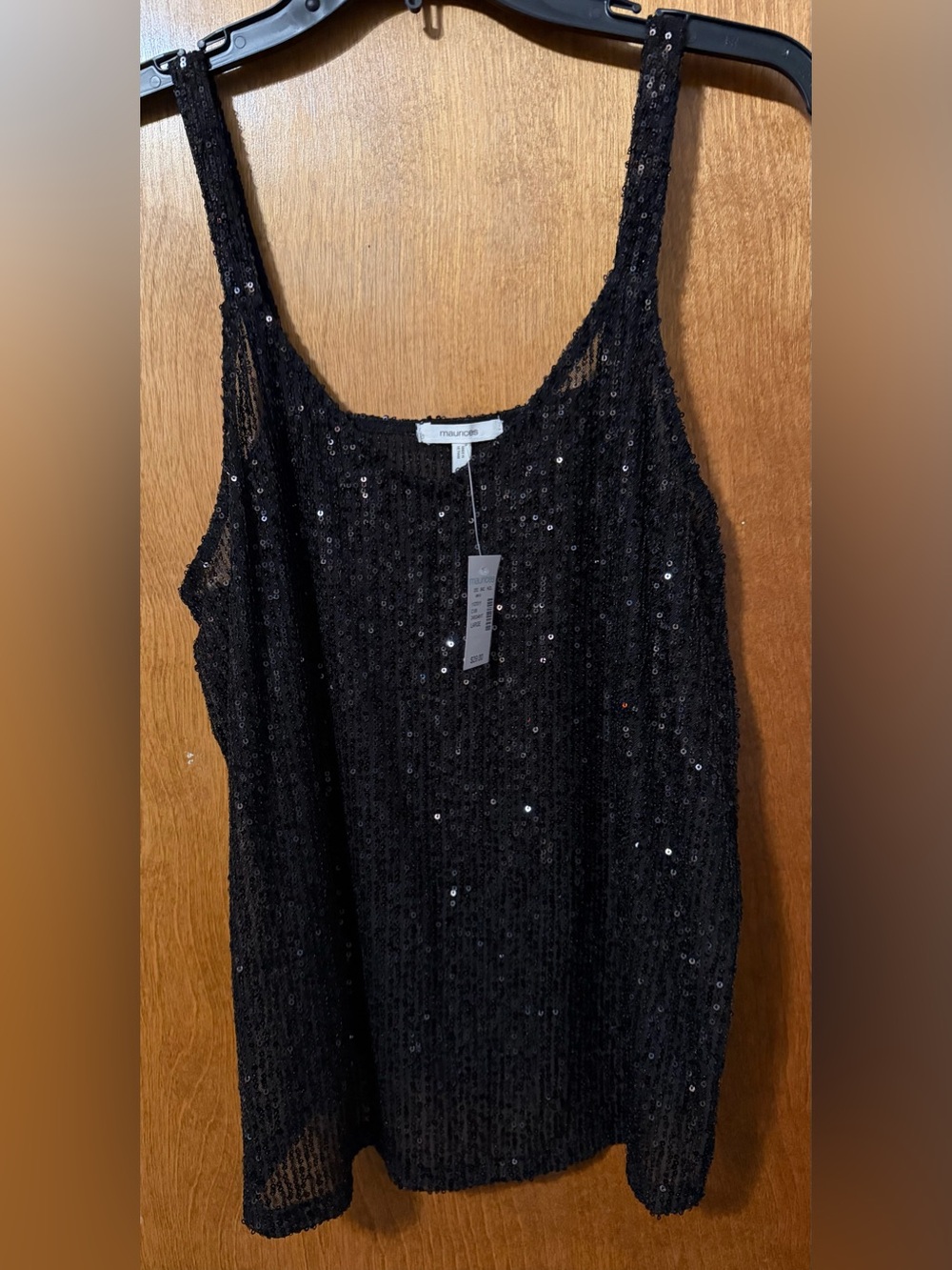 Maurices Black Sheer Sequin Camisole Tank